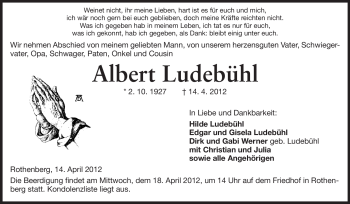 Traueranzeige von Albert Lüdebühl von Odenwälder Echo
