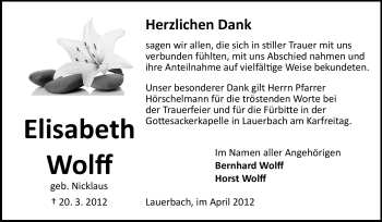 Traueranzeige von Elisabeth Wolff von Odenwälder Echo