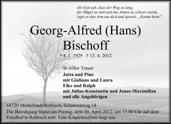 Traueranzeige von Georg-Alfred (Hans) Bischoff von Odenwälder Echo