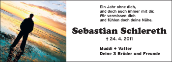 Traueranzeige von Sebastian Schlereth von Rüsselsheimer Echo, Groß-Gerauer-Echo, Ried Echo