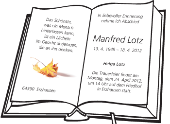 Traueranzeige von Manfred Lotz von Echo-Zeitungen (Gesamtausgabe)