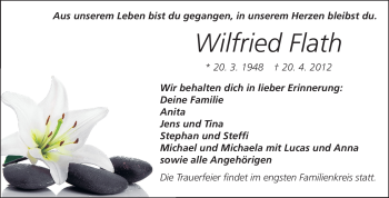 Traueranzeige von Wilfried Flath von Odenwälder Echo