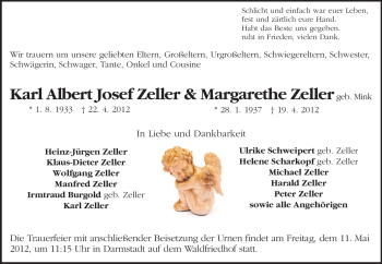 Traueranzeige von Karl Albert Josef und Margarete Zeller von Echo-Zeitungen (Gesamtausgabe)