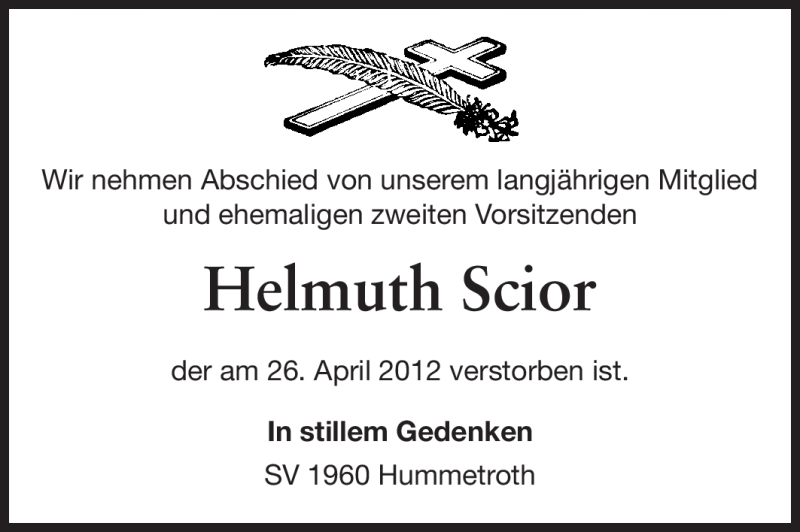  Traueranzeige für Helmuth Scior vom 03.05.2012 aus Odenwälder Echo