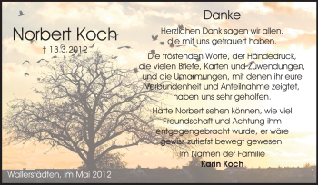 Traueranzeige von Norbert Koch von Rüsselsheimer Echo, Groß-Gerauer-Echo, Ried Echo