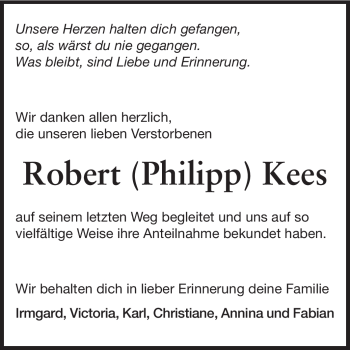 Traueranzeige von Robert Kees von Echo-Zeitungen (Gesamtausgabe)
