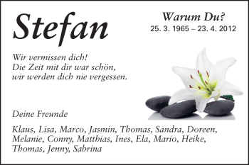 Traueranzeige von Stefan Altrock von Echo-Zeitungen (Gesamtausgabe)