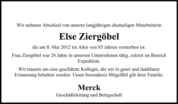 Traueranzeige von Else Ziergöbel von Echo-Zeitungen (Gesamtausgabe)