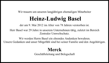 Traueranzeige von Heinz-Ludwig Basel von Echo-Zeitungen (Gesamtausgabe)
