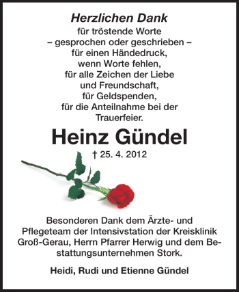 Traueranzeige von Heinz Gündel von Rüsselsheimer Echo, Groß-Gerauer-Echo, Ried Echo