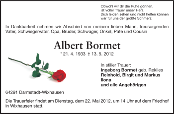 Traueranzeige von Albert Bormet von Echo-Zeitungen (Gesamtausgabe)