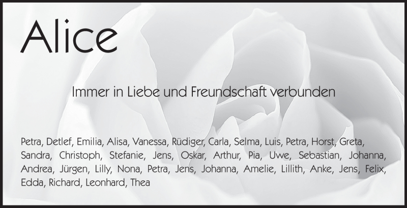  Traueranzeige für Alice Bühren vom 23.05.2012 aus Echo-Zeitungen (Gesamtausgabe)