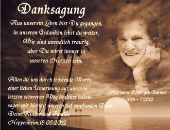 Traueranzeige von Marianne Ritter von Starkenburger Echo