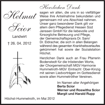 Traueranzeige von Helmut Scior von Echo-Zeitungen (Gesamtausgabe)