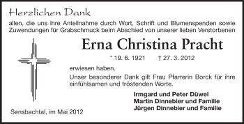 Traueranzeige von Erna Christina Pracht von Odenwälder Echo