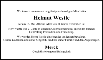 Traueranzeige von Helmut Westle von Echo-Zeitungen (Gesamtausgabe)