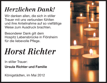 Traueranzeige von Horst Richter von Rüsselsheimer Echo, Groß-Gerauer-Echo, Ried Echo