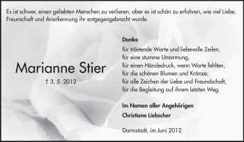 Traueranzeige von Marianne Stier von Echo-Zeitungen (Gesamtausgabe)