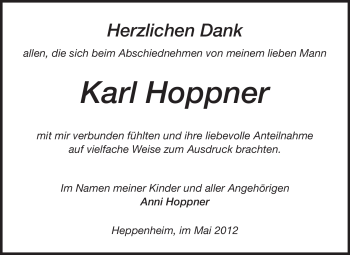 Traueranzeige von Karl Hoppner von Starkenburger Echo