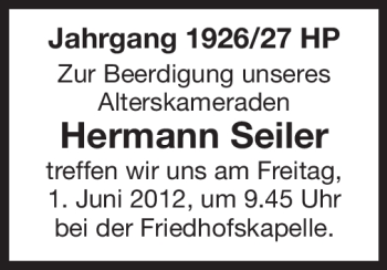 Traueranzeige von Hermann Seiler von Starkenburger Echo