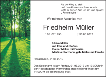 Traueranzeige von Friedhelm Müller von Odenwälder Echo