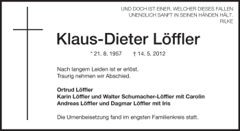 Traueranzeige von Klaus-Dieter Löffler von Echo-Zeitungen (Gesamtausgabe)
