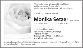 Traueranzeige von Monika Setzer von Starkenburger Echo