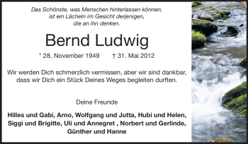 Traueranzeige von Bernd Ludwig von Echo-Zeitungen (Gesamtausgabe)