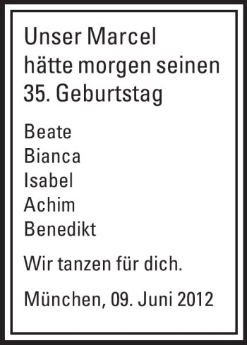 Traueranzeige von Marcel  von Echo-Zeitungen (Gesamtausgabe)