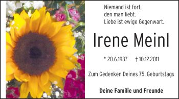 Traueranzeige von Irene Meinl von Echo-Zeitungen (Gesamtausgabe)