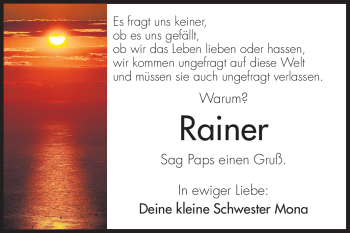 Traueranzeige von Rainer  von Odenwälder Echo