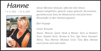Traueranzeige von Hanne Gölitzer von Echo-Zeitungen (Gesamtausgabe)