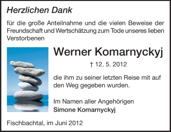 Traueranzeige von Werner Komarnyckyj von Echo-Zeitungen (Gesamtausgabe)