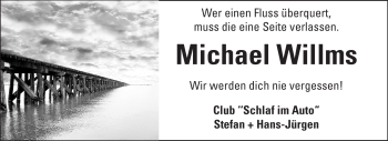 Traueranzeige von Michael Willms von Odenwälder Echo
