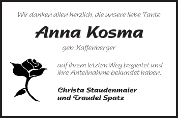Traueranzeige von Anna Kosma von Odenwälder Echo