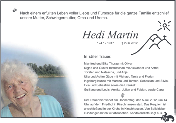 Traueranzeige von Heidi Martin von Starkenburger Echo