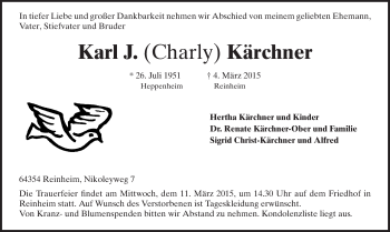 Traueranzeige von Karl J. Kärchner von Echo-Zeitungen (Gesamtausgabe)