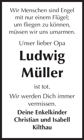 Traueranzeige von Ludwig Müller von Odenwälder Echo