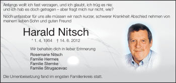 Traueranzeige von Harald Nitsch von Echo-Zeitungen (Gesamtausgabe)