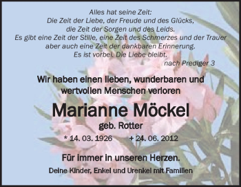 Traueranzeige von Marianne Möckel von Echo-Zeitungen (Gesamtausgabe)