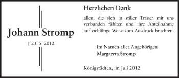 Traueranzeige von Johann Stromp von Rüsselsheimer Echo, Groß-Gerauer-Echo, Ried Echo