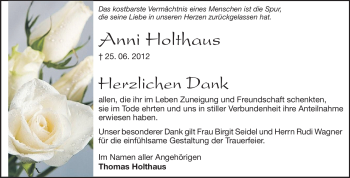 Traueranzeige von Anni Holthaus von Echo-Zeitungen (Gesamtausgabe)