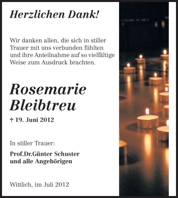 Traueranzeige von Rosemarie Bleibtreu von Echo-Zeitungen (Gesamtausgabe)