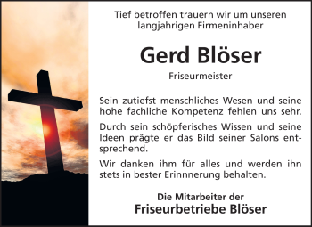 Traueranzeige von Gerd Blöser von Rüsselsheimer Echo, Groß-Gerauer-Echo, Ried Echo