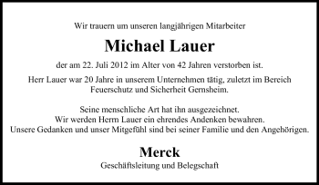 Traueranzeige von Michael Lauer von Rüsselsheimer Echo, Groß-Gerauer-Echo, Ried Echo
