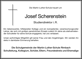 Traueranzeige von Josef Scherenstein von Starkenburger Echo