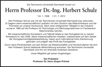 Traueranzeige von Herbert Schulz von Echo-Zeitungen (Gesamtausgabe)