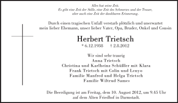 Traueranzeige von Herbert Trietsch von Echo-Zeitungen (Gesamtausgabe)