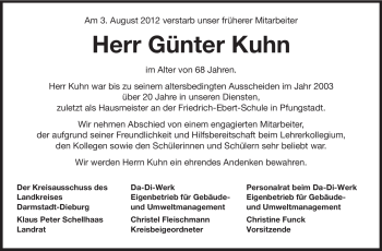Traueranzeige von Günter Kuhn von Echo-Zeitungen (Gesamtausgabe)