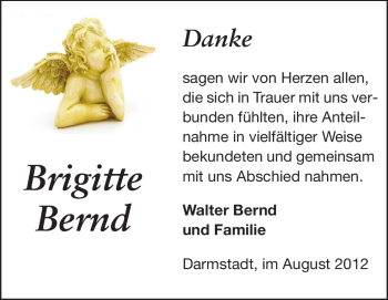 Traueranzeige von Brigitte Bernd von Echo-Zeitungen (Gesamtausgabe)